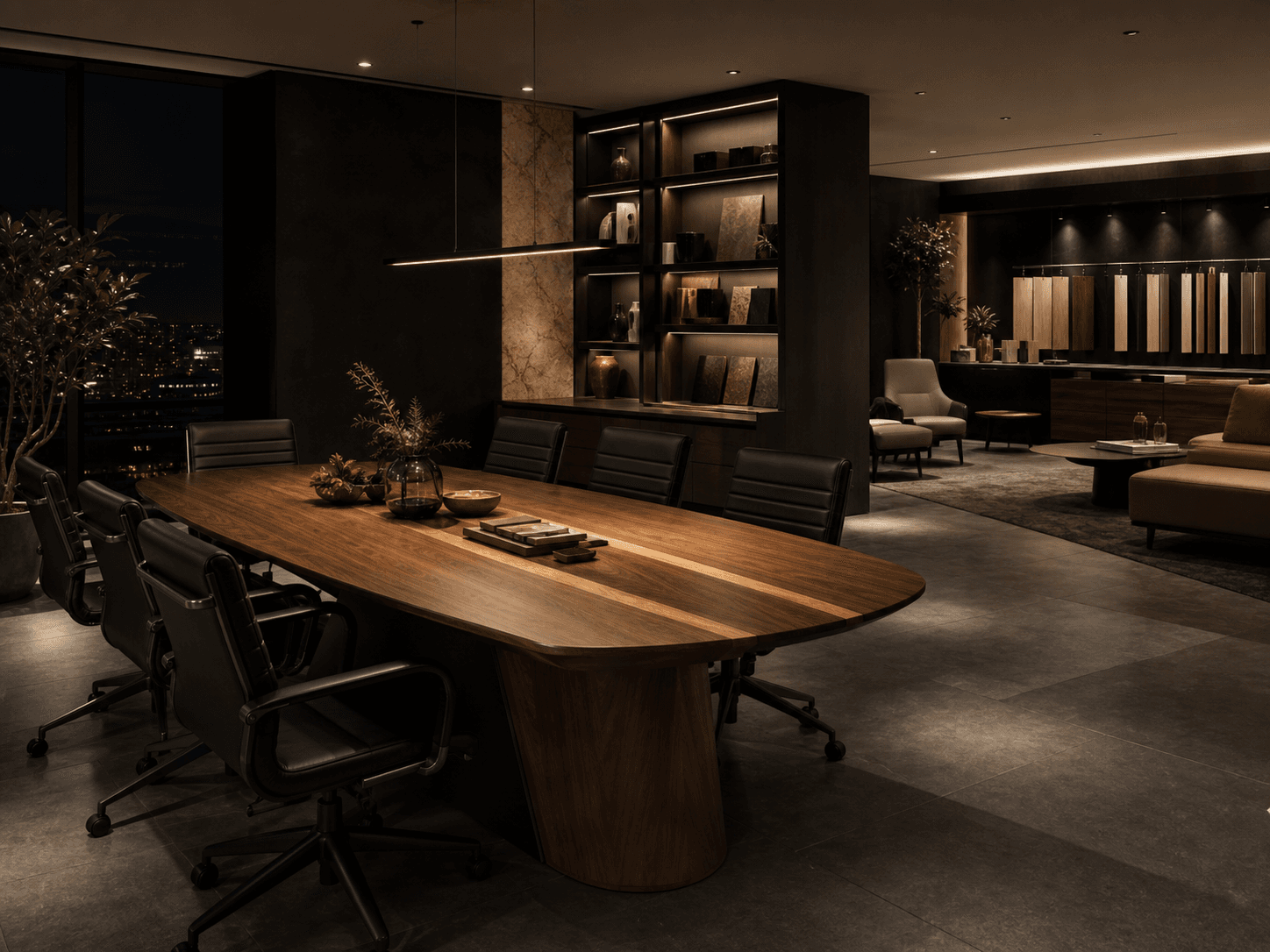 Premium office furniture showroom featured in a Zavio proposal