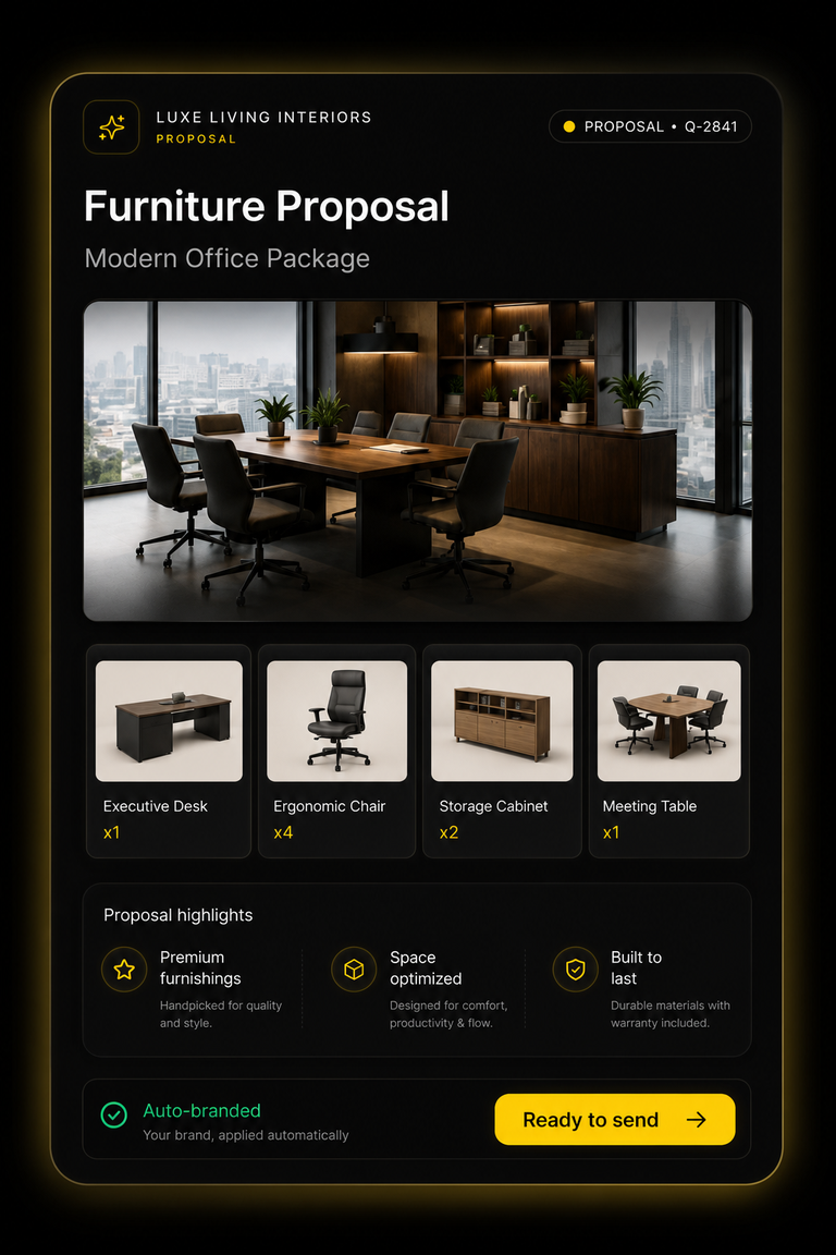 Furniture proposal builder preview